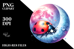 Sleeping Ladybug on the Moon PNG Product Image 2