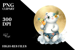 Happy Polar Bear in Beachwear PNG Product Image 2