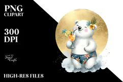 Happy Polar Bear in Beachwear PNG Product Image 2