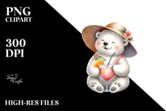 Happy Polar Bear in Beachwear PNG Product Image 2