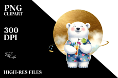 Happy Polar Bear in Beachwear PNG Product Image 2