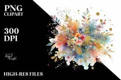 Colorful Particles Golden Foil Splash Clipart Product Image 3