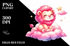 Smiling Cute Baby Lion in Cloud | Clipart Product Image 1