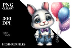 Goofy Baby Bunny with Coffee Cup, PNG Product Image 2