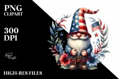 Vintage Gnome USA Flag Colors Centered Watercolor | Product Image 1