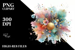Colorful Particles Golden Foil Splash Clipart Product Image 3