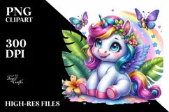 cute Baby Unicorn Playing Funny PNG Product Image 3