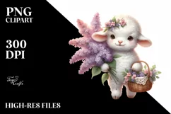 Whimsical Baby Lamb with Lilac Bouquet | Sublimation | Product Image 3