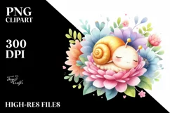 Colorful Cute Baby Snail in Flower | Sublimation Clipart Product Image 1