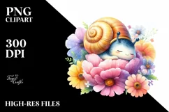Colorful Cute Baby Snail in Flower | Sublimation Clipart Product Image 3