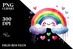 Colorful Paintbrush-style Heart with Rainbow PNG Product Image 2