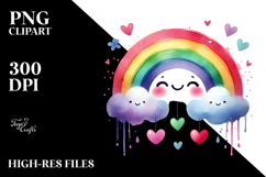 Colorful Paintbrush-style Heart with Rainbow PNG Product Image 2