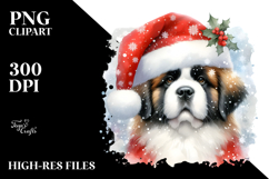 Cute Saint Bernard with Santa Hat, Transparent PNG Product Image 2