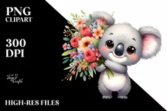 Koala Big Eyes Flower Bouquet Human Like | Sublimation | Product Image 1
