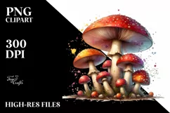 Detailed Mushroom Watercolor Splash PNG Product Image 1