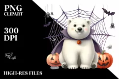 Funny Watercolor Polar Bear Spider Web Haloween Vampire Product Image 3