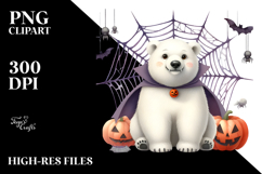 Funny Watercolor Polar Bear Spider Web Haloween Vampire Product Image 2