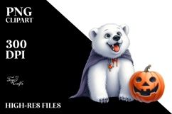 Funny Watercolor Polar Bear Spider Web Haloween Vampire Product Image 2