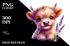 Cute Baby Highland Cow Star Clipart Product Image 1