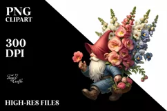Detailed Gnome Snapdragon Bouquet | Clipart Product Image 1