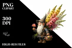 Detailed Gnome Snapdragon Bouquet | Clipart Product Image 1