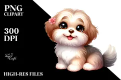 Watercolor Cartoon Havanese PNG Product Image 2