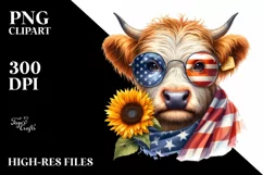 Highland Cow Portrait Wearing es | Clipart Product Image 1