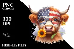Highland Cow Portrait Wearing es | Clipart Product Image 1