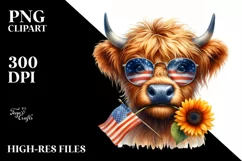 Highland Cow Portrait Wearing es | Clipart Product Image 1
