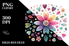 Colorful Simple Flower with Heart Petals PNG Product Image 2