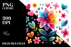 Colorful Flower with Hearts, High-Res PNG Product Image 2