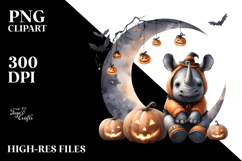 Caricature Rhino Halloween PNG Product Image 2