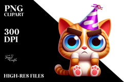 Whimsical Cartoon Cat with Party Hat PNG Product Image 2