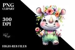 Smiling Cute Baby Rhino | Clipart Product Image 1