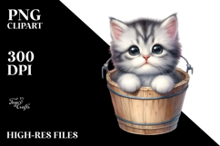 Cute Baby Cat by the Bucket, Transparent PNG Product Image 2