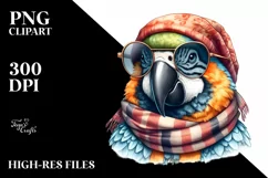 Funny Parrot Smiling Scarf | Watercolor Clipart Product Image 3