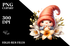 Adorable GNOME with Freesia, High-Res PNG Product Image 2