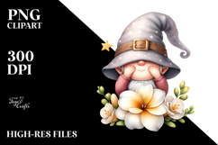 Cute GNOME with Freesia, Transparent PNG Product Image 2