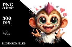 Punk Baby Monkey with Goofy Smile, PNG Product Image 2
