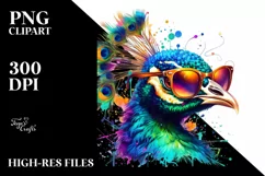 Quirky Peacock,Colorful Sticker | Clipart Product Image 3
