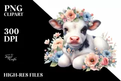 Cute Baby Cow Flowers | Clipart Product Image 1