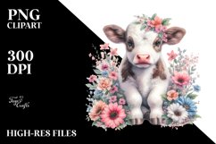 Cute Baby Cow Flowers | Clipart Product Image 3