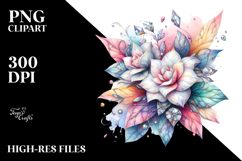 Abstract Colorful Gardenia Made of Diamond PNG Product Image 2