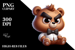 Serious Bear with Bow Tie PNG Product Image 2