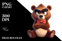 Serious Bear with Bow Tie PNG Product Image 2