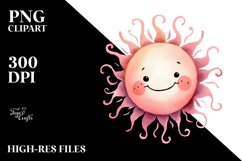 Very Simple Pinkish Smiling Sun PNG Product Image 2