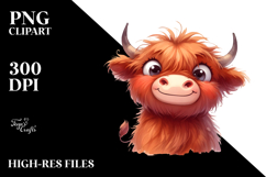 detailed Expressive Highland Cow PNG Product Image 2