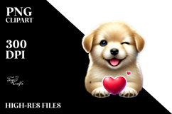 Winking Puppy Digital Painting PNG Product Image 2