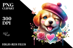 Winking Puppy Digital Painting PNG Product Image 2
