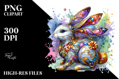 Colorful Bunny Golden Insertions PNG Product Image 2